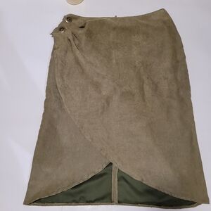 Vintage Sage olive green faux suede skirt asymmetrical